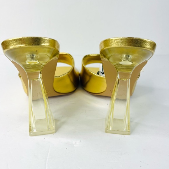 ZARA Gold Methacrylate High Heel Open Square Toe Mules 3805 010 091 - SZ 40 / 9 - Picture 5 of 5